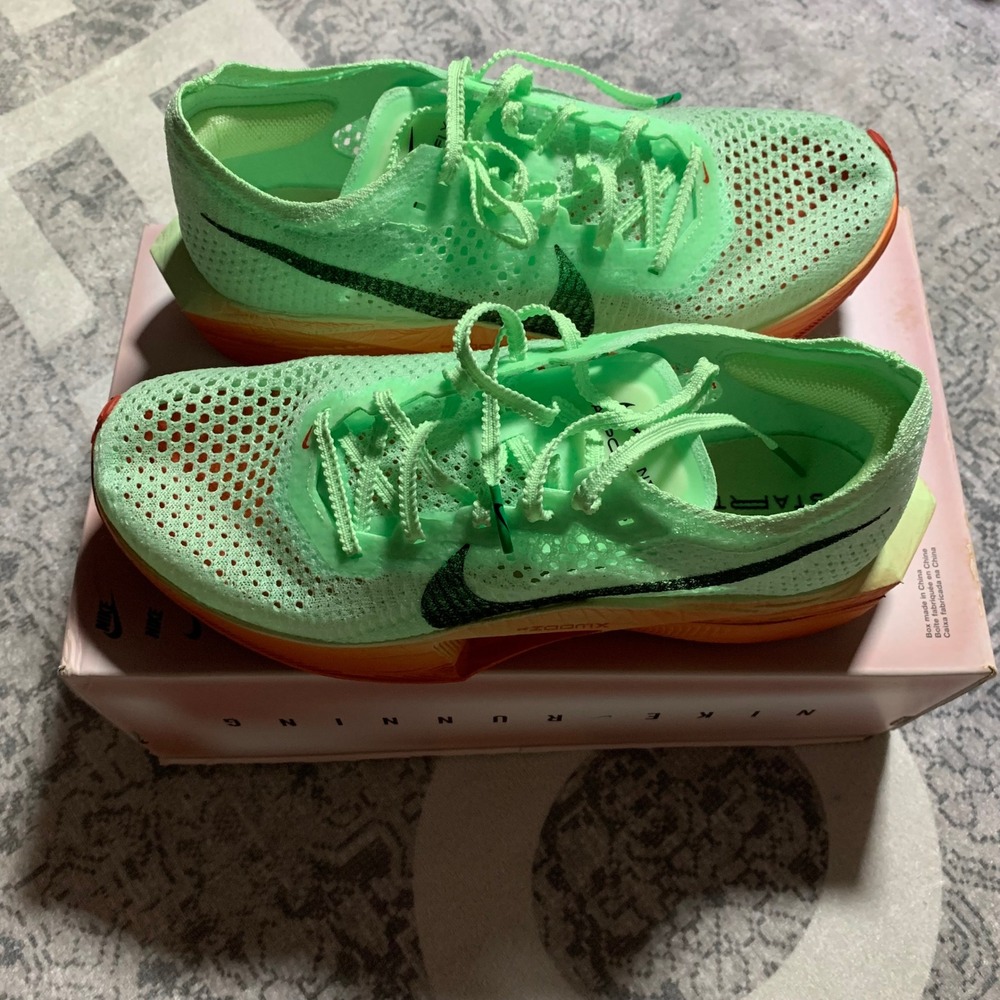 Nike ZoomX Vaporfly Next% 3 FK EK Mens 7.5 Green Excellent HJ7040-300 Running